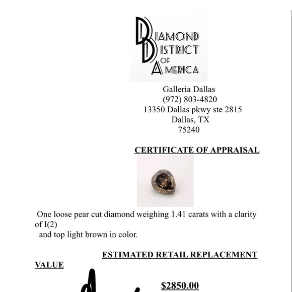 1.42ctw Sparkling genuine diamond champagne /pear - Picture 4 of 8